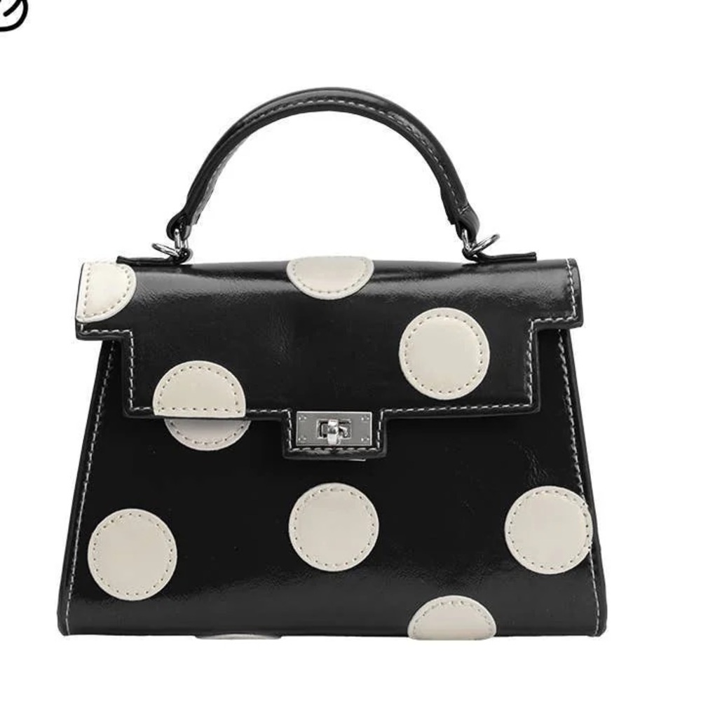 ANTHROPOLOGIE Polka Dot Handbag black